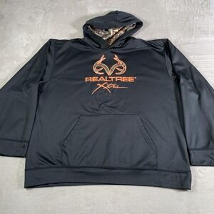 Realtree Hoodie Mens XL Black Xtra Camo Lined Hood‎ Sweatshirt Pullover Hunting